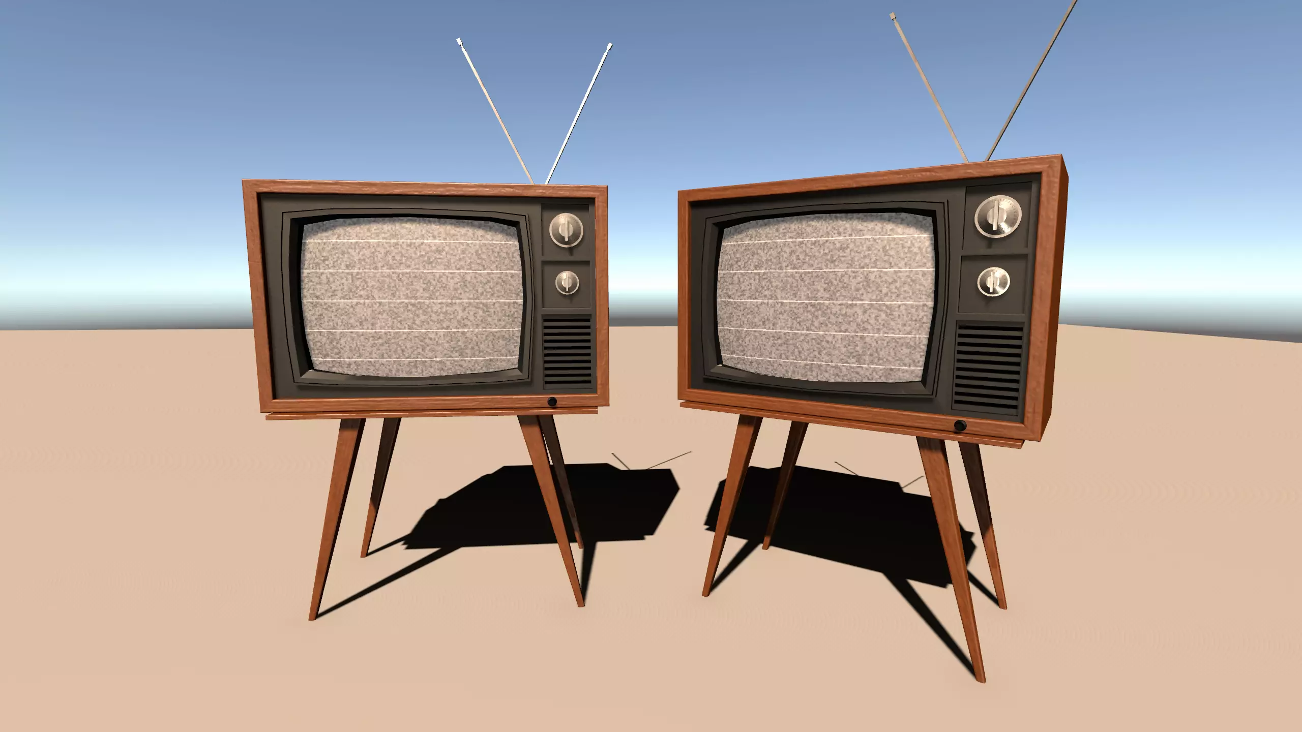 Vintage TV with Screen Glitch Shader Low-poly 3D model_0