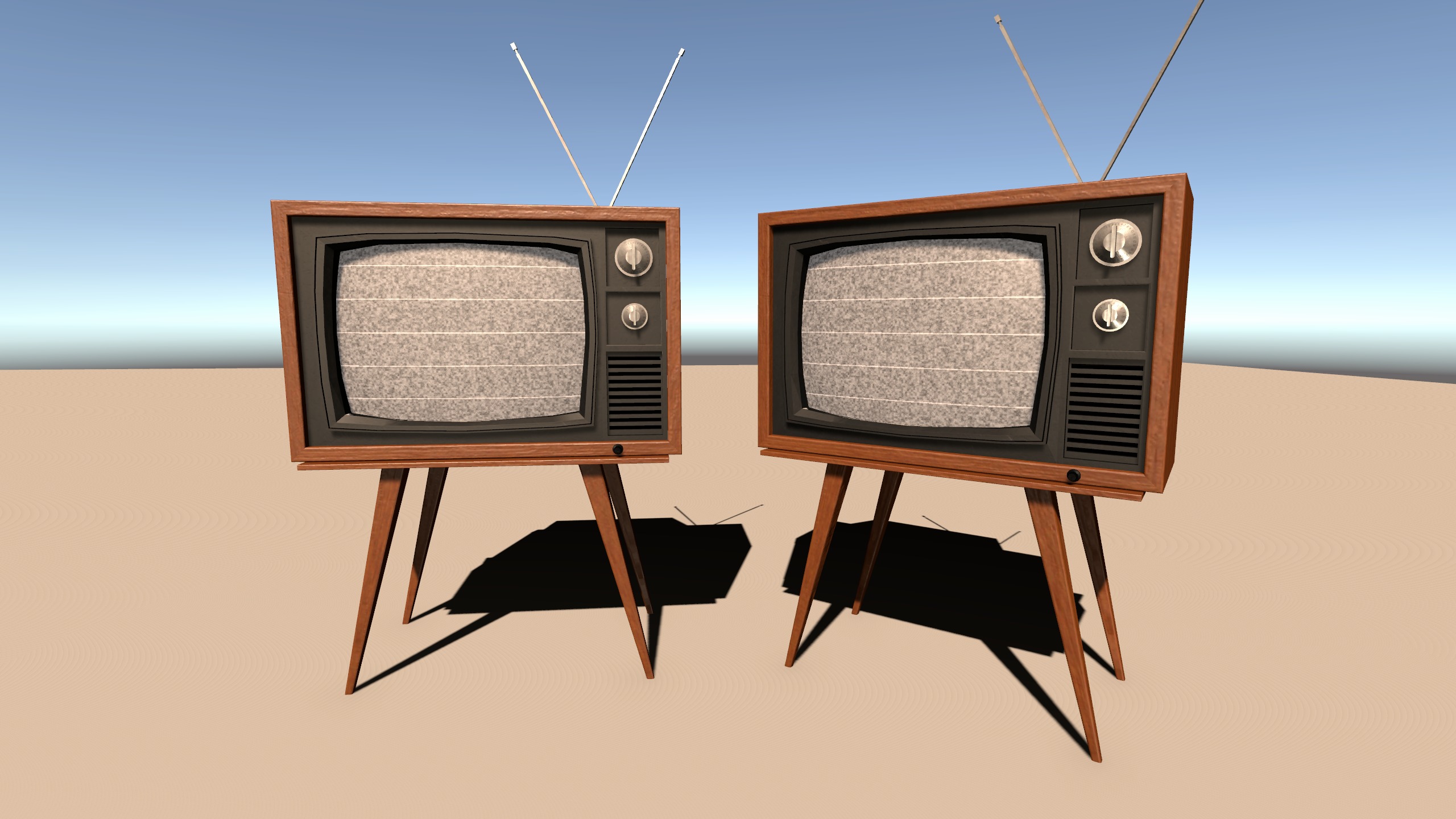 Vintage TV with Screen Glitch Shader Low-poly 3D model_6