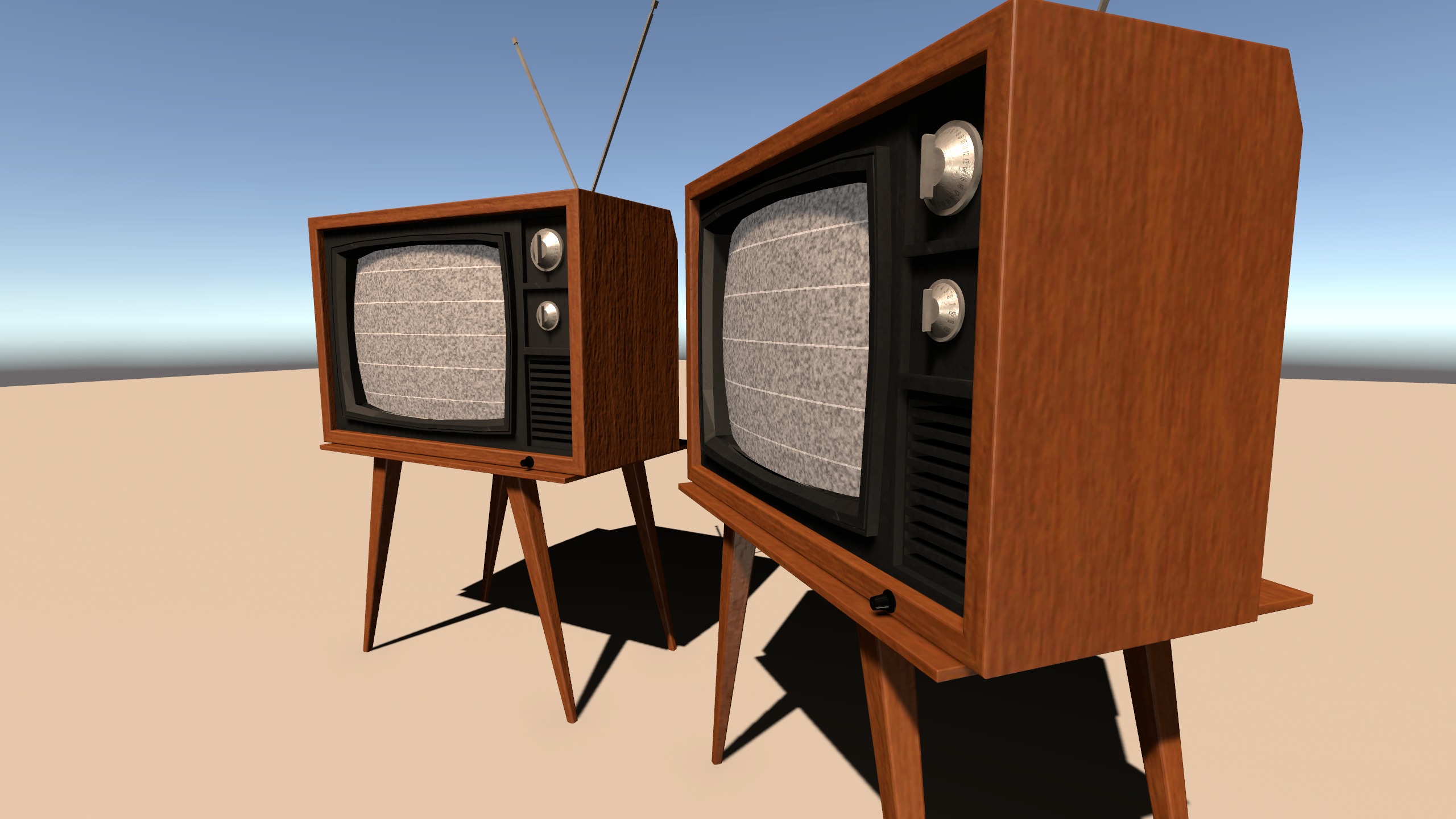 Vintage TV with Screen Glitch Shader Low-poly 3D model_3
