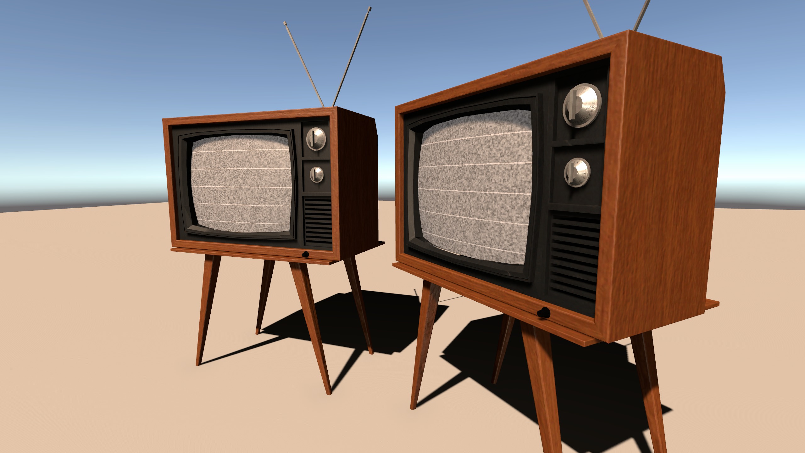 Vintage TV with Screen Glitch Shader Low-poly 3D model_4
