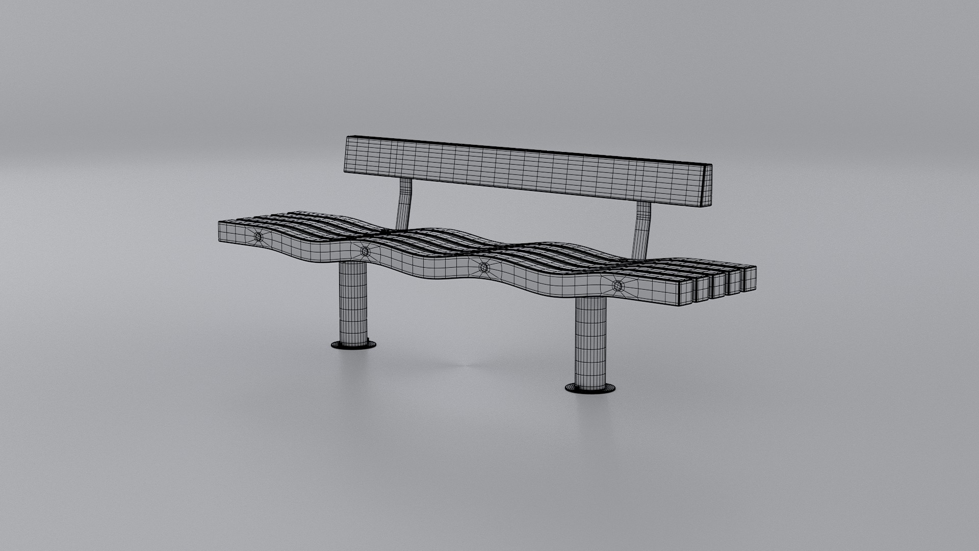SERPENTINE FIVE SLAT BENCH AND SEAT 3D model_27