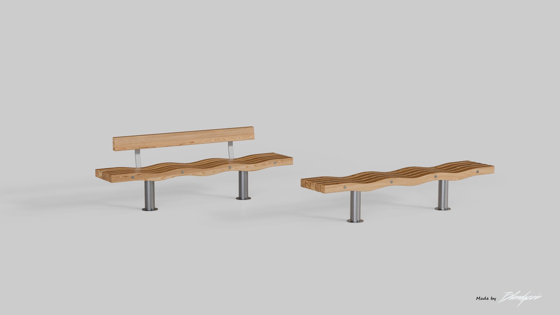 SERPENTINE FIVE SLAT BENCH AND SEAT 3D model_1