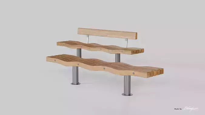 SERPENTINE FIVE SLAT BENCH AND SEAT