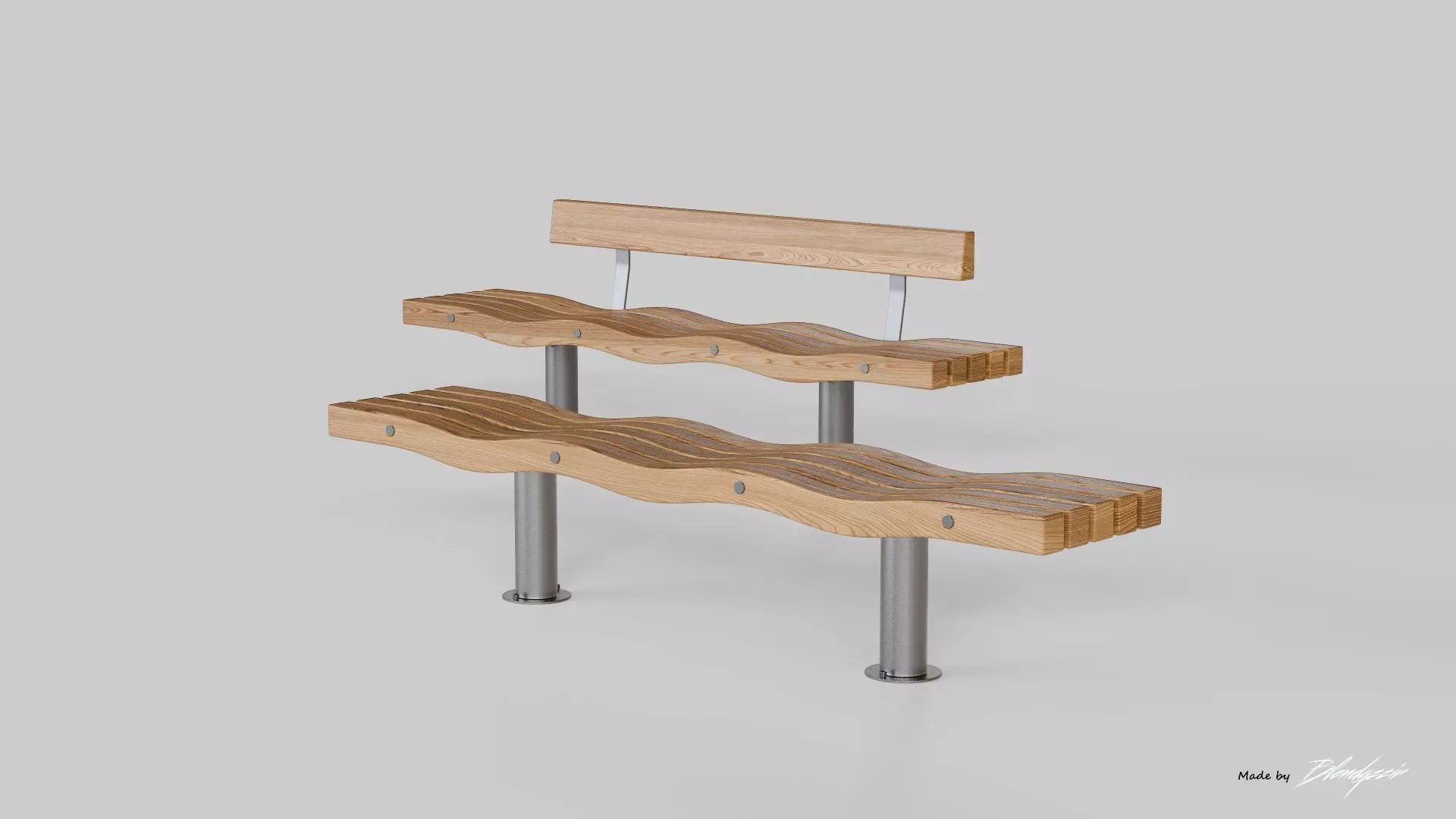 SERPENTINE FIVE SLAT BENCH AND SEAT 3D model_0
