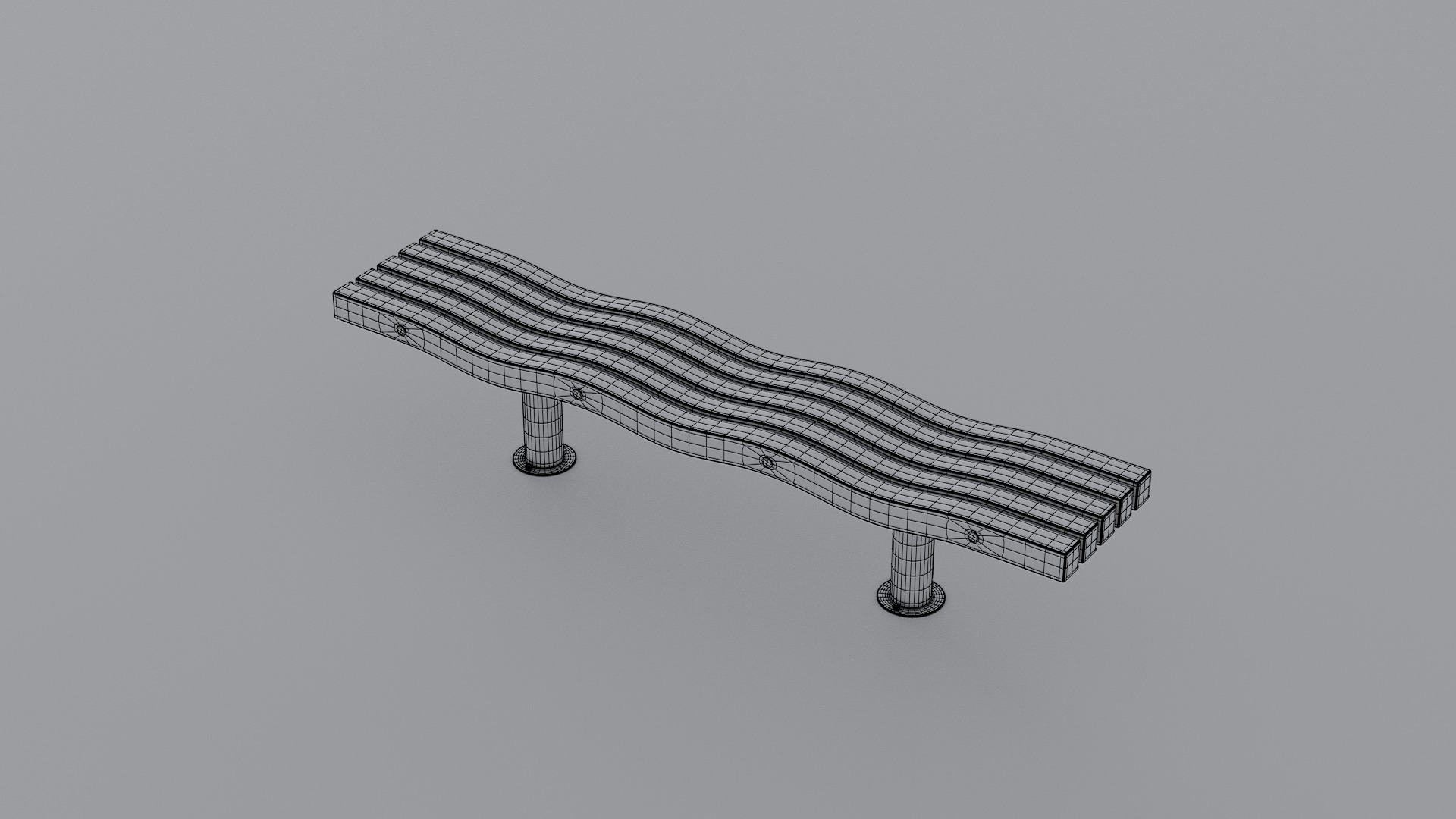 SERPENTINE FIVE SLAT BENCH AND SEAT 3D model_21