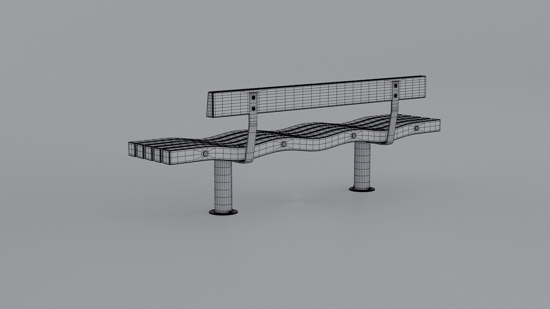 SERPENTINE FIVE SLAT BENCH AND SEAT 3D model_29