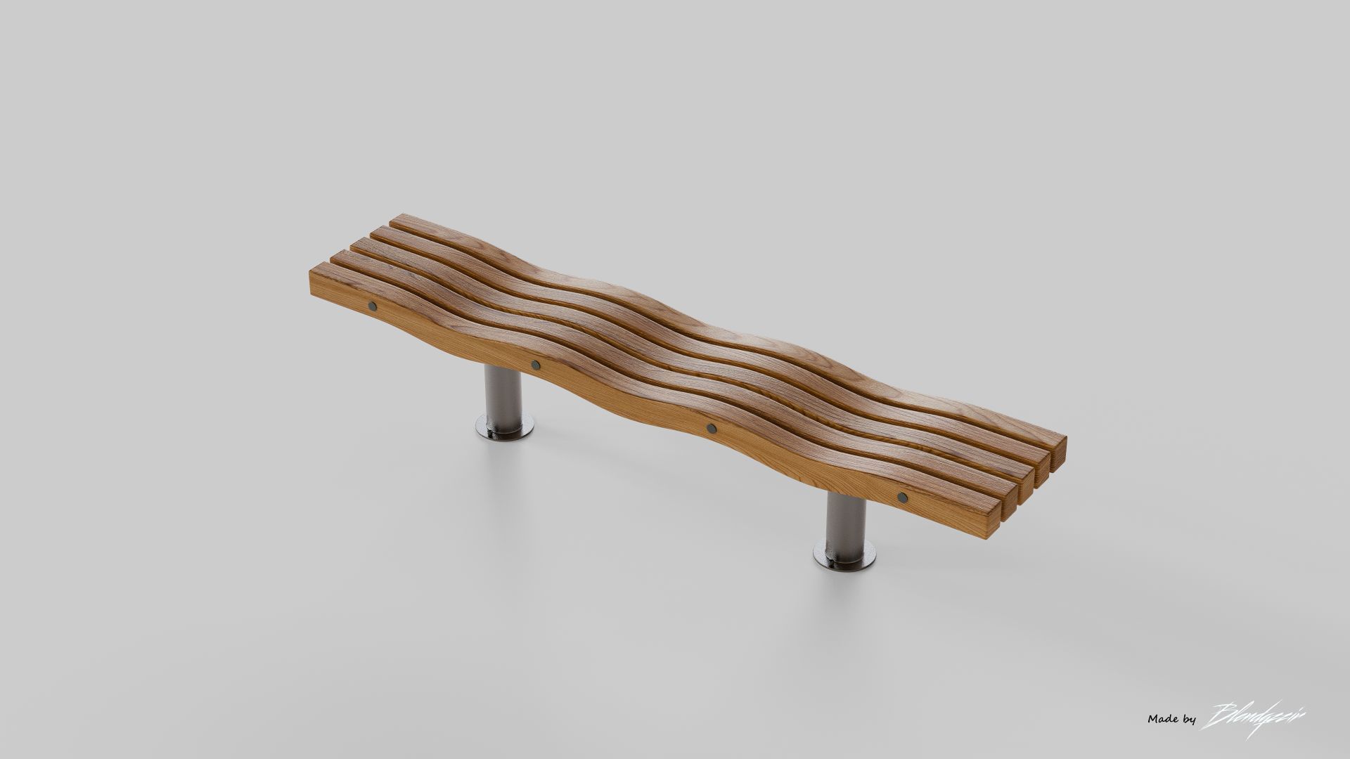 SERPENTINE FIVE SLAT BENCH AND SEAT 3D model_9