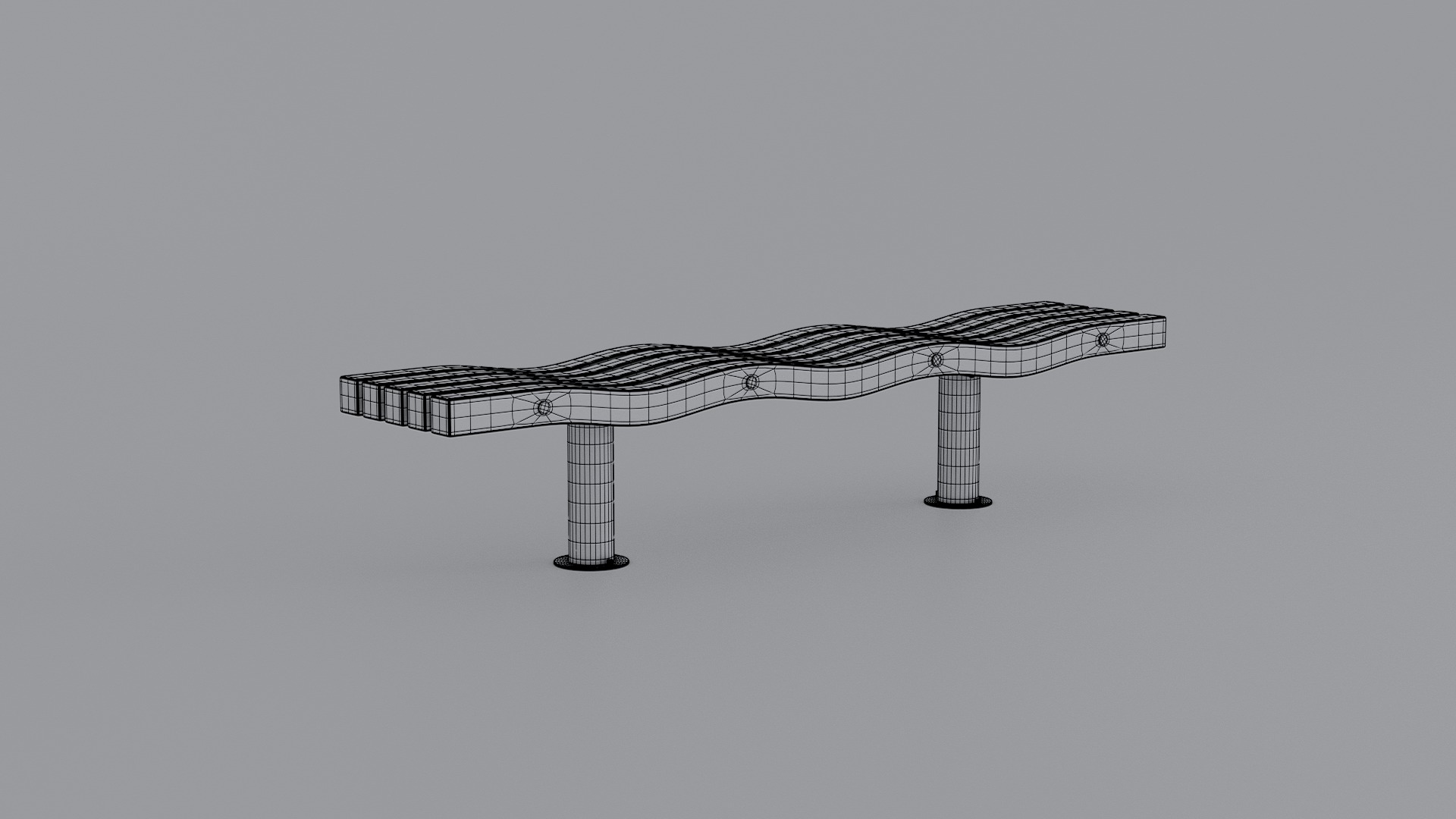 SERPENTINE FIVE SLAT BENCH AND SEAT 3D model_18