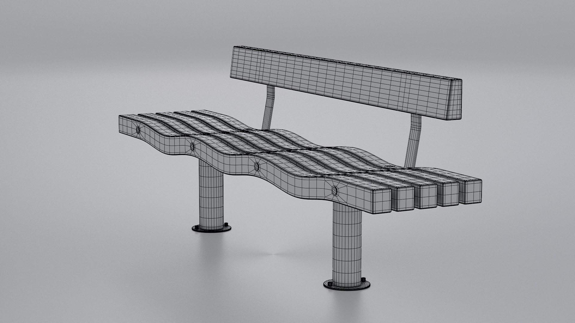 SERPENTINE FIVE SLAT BENCH AND SEAT 3D model_28