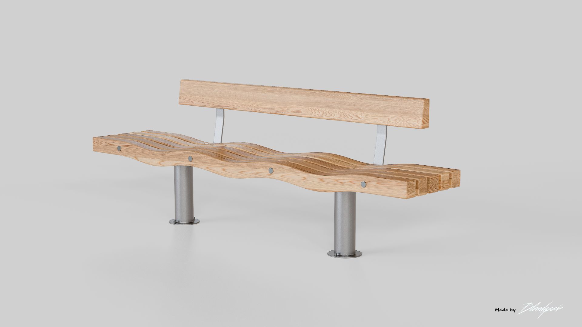 SERPENTINE FIVE SLAT BENCH AND SEAT 3D model_10