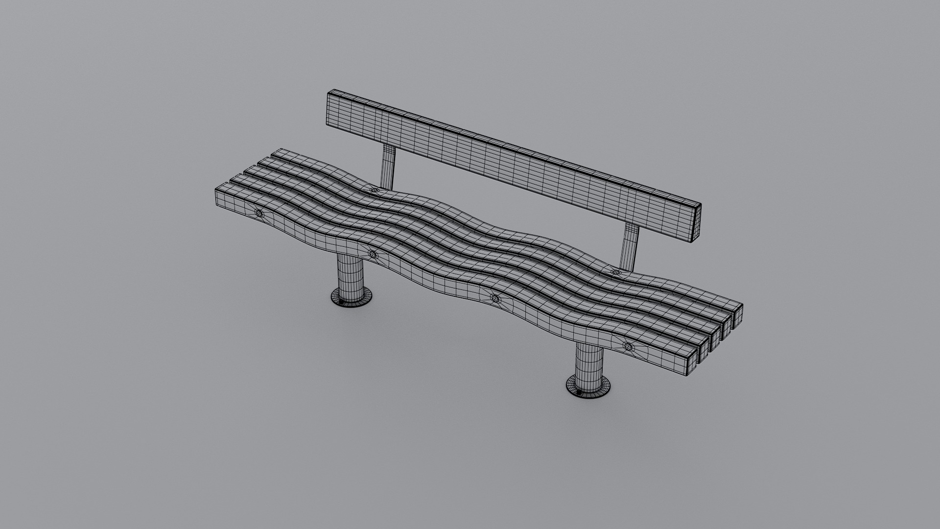 SERPENTINE FIVE SLAT BENCH AND SEAT 3D model_32