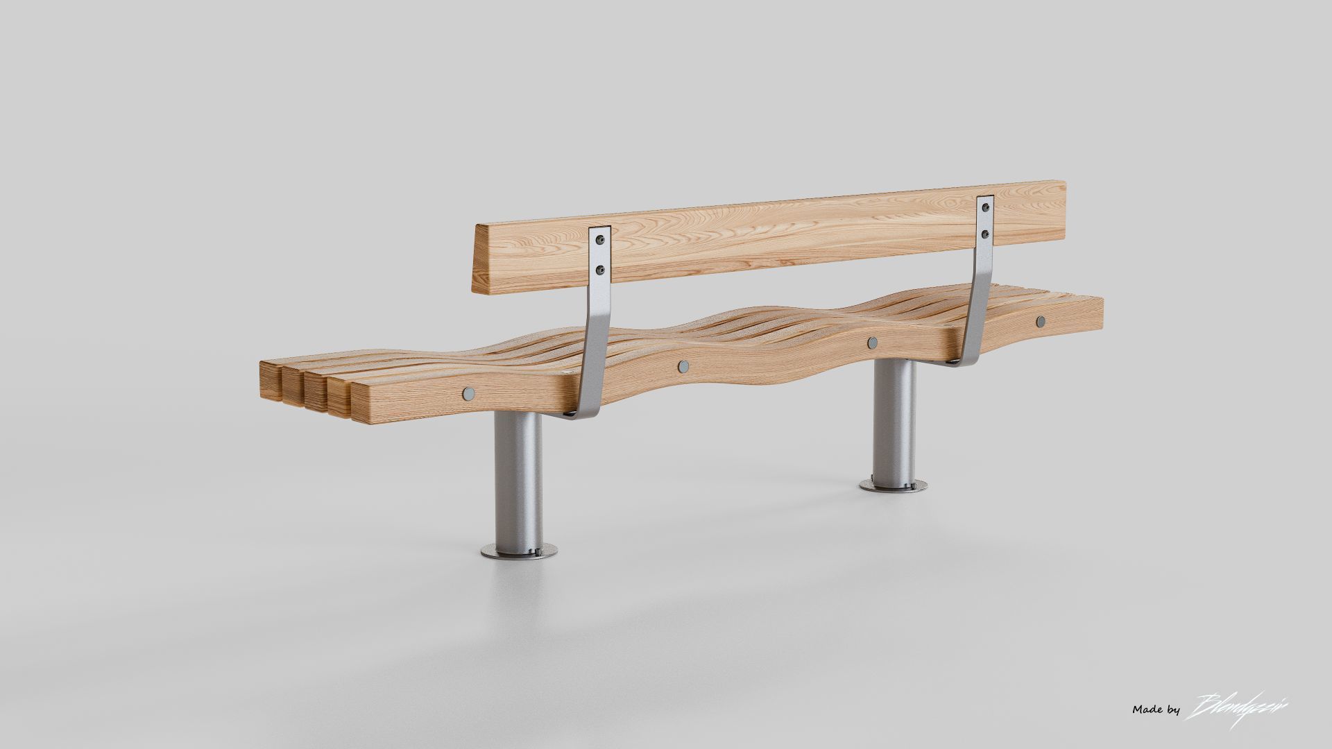 SERPENTINE FIVE SLAT BENCH AND SEAT 3D model_12