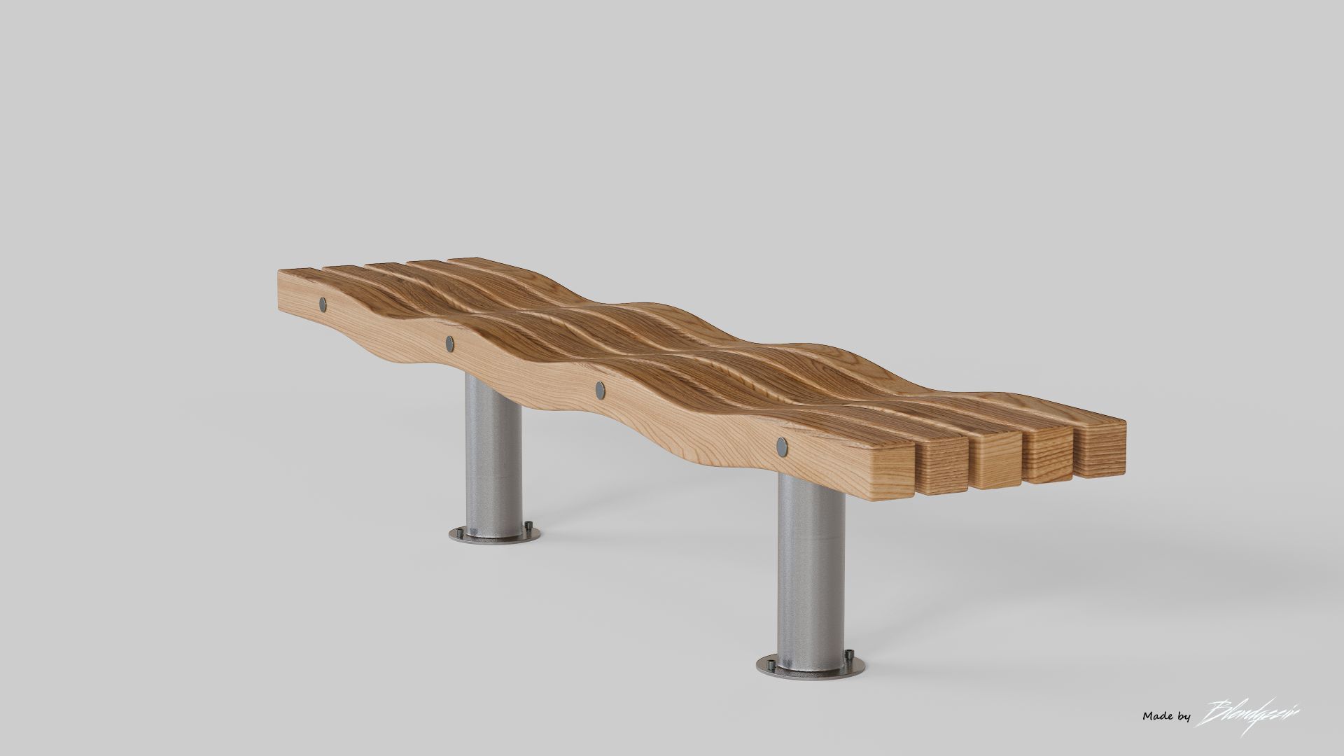 SERPENTINE FIVE SLAT BENCH AND SEAT 3D model_5