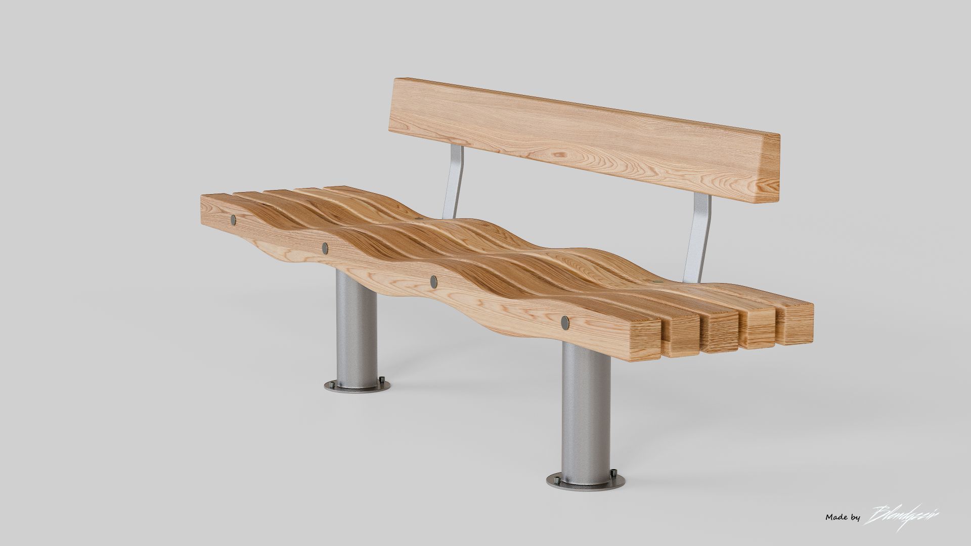 SERPENTINE FIVE SLAT BENCH AND SEAT 3D model_11