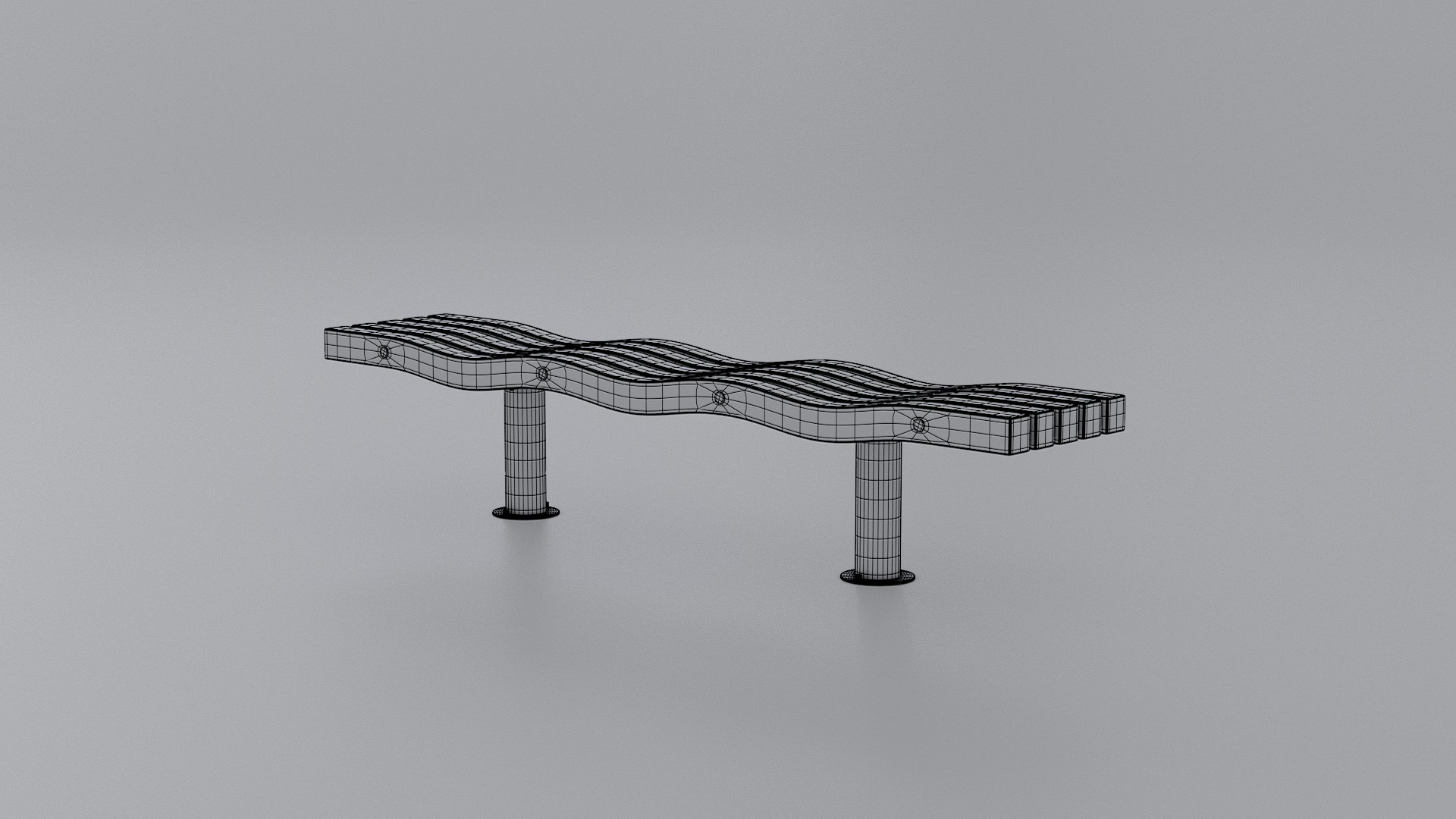 SERPENTINE FIVE SLAT BENCH AND SEAT 3D model_16