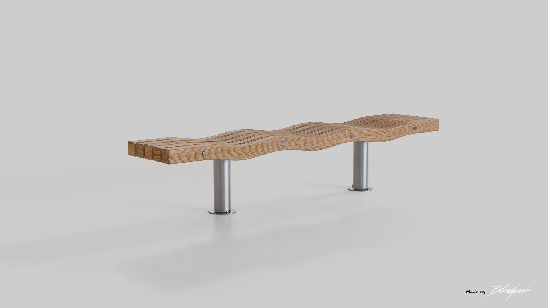 SERPENTINE FIVE SLAT BENCH AND SEAT 3D model_6
