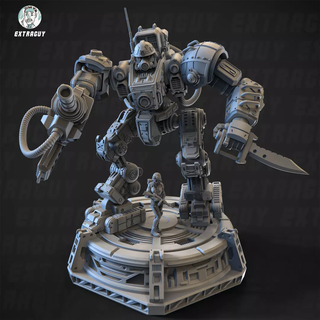 Iron Joe Fighting Mech Poseable Set 100mm 3D print model_0