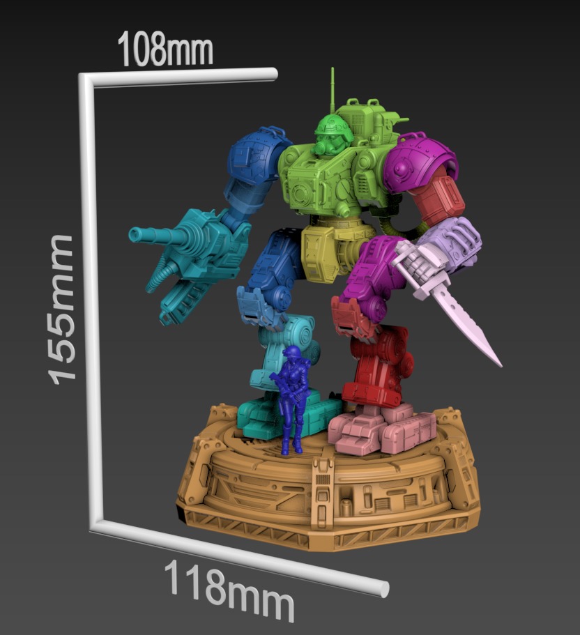 Iron Joe Fighting Mech Poseable Set 100mm 3D print model_4