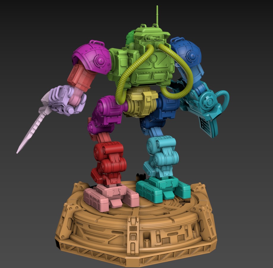 Iron Joe Fighting Mech Poseable Set 100mm 3D print model_7
