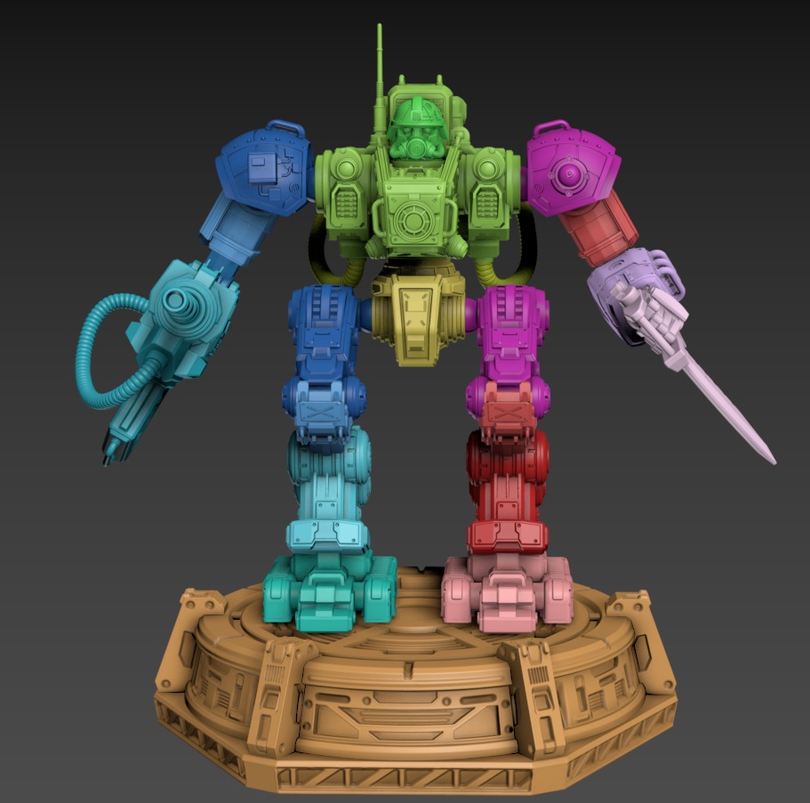 Iron Joe Fighting Mech Poseable Set 100mm 3D print model_5