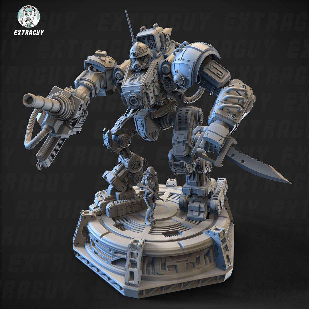 Iron Joe Fighting Mech Poseable Set 100mm 3D print model_1