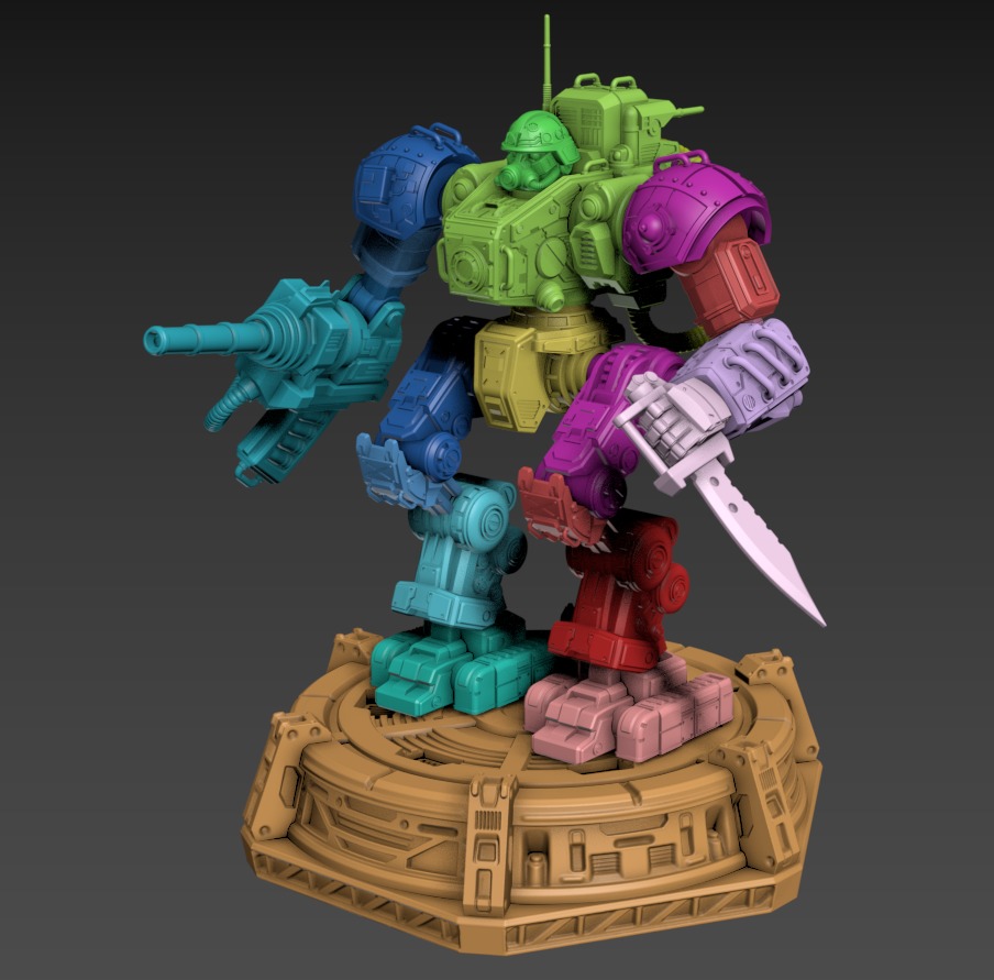 Iron Joe Fighting Mech Poseable Set 100mm 3D print model_6