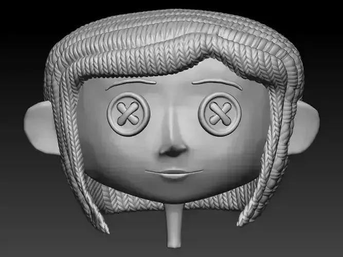 Coraline plushie head for custom doll 3D print model