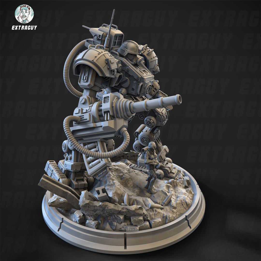 Iron Joe Fighting Mech Static Set 100mm 3D print model_3