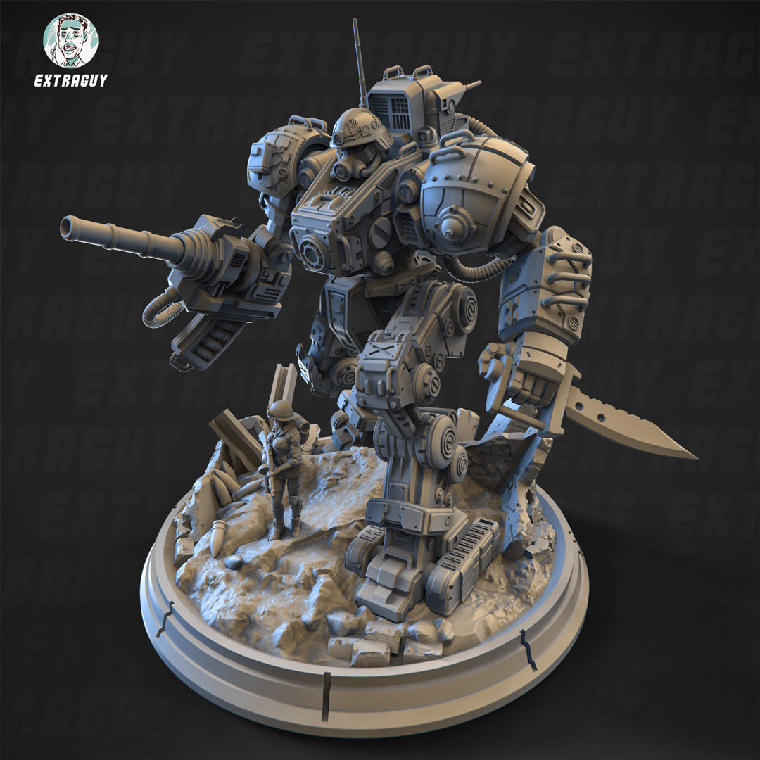 Iron Joe Fighting Mech Static Set 100mm 3D print model_1