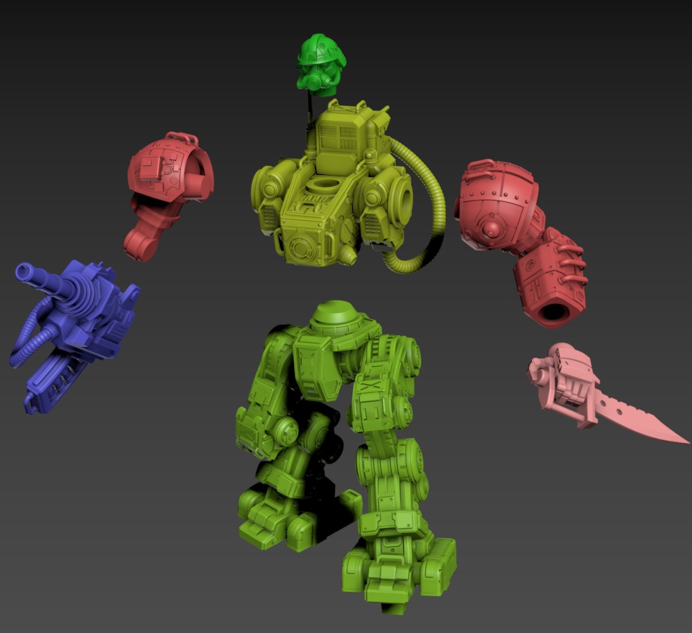 Iron Joe Fighting Mech Static Set 100mm 3D print model_8