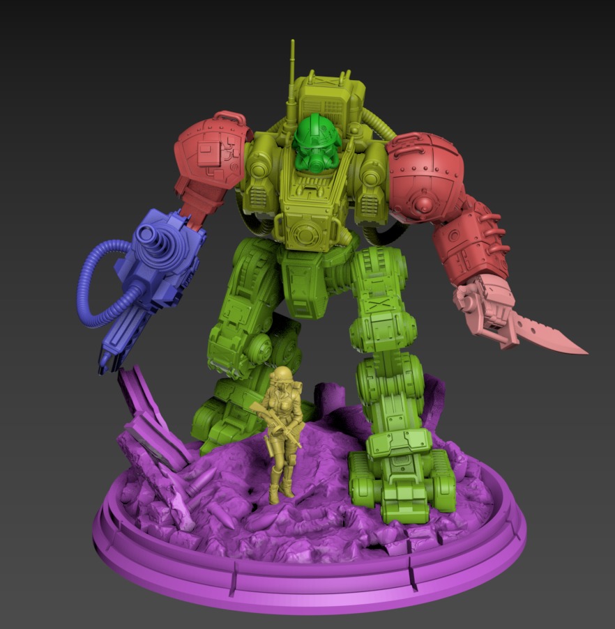 Iron Joe Fighting Mech Static Set 100mm 3D print model_5
