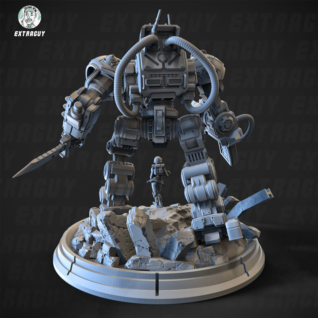 Iron Joe Fighting Mech Static Set 100mm 3D print model_2