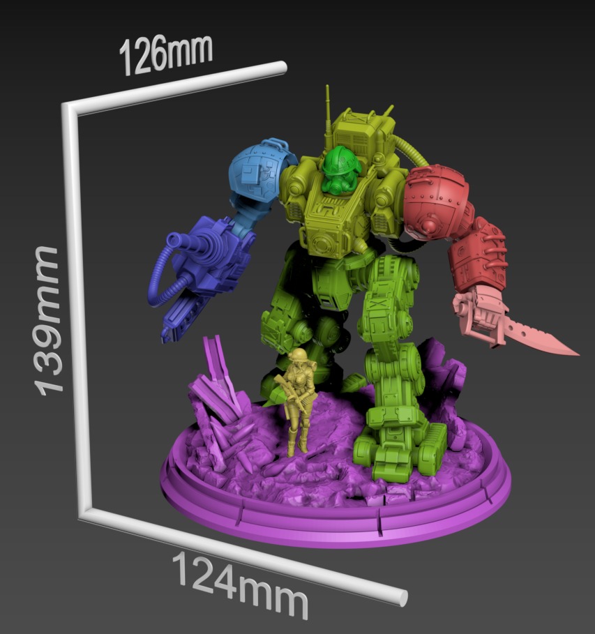 Iron Joe Fighting Mech Static Set 100mm 3D print model_4