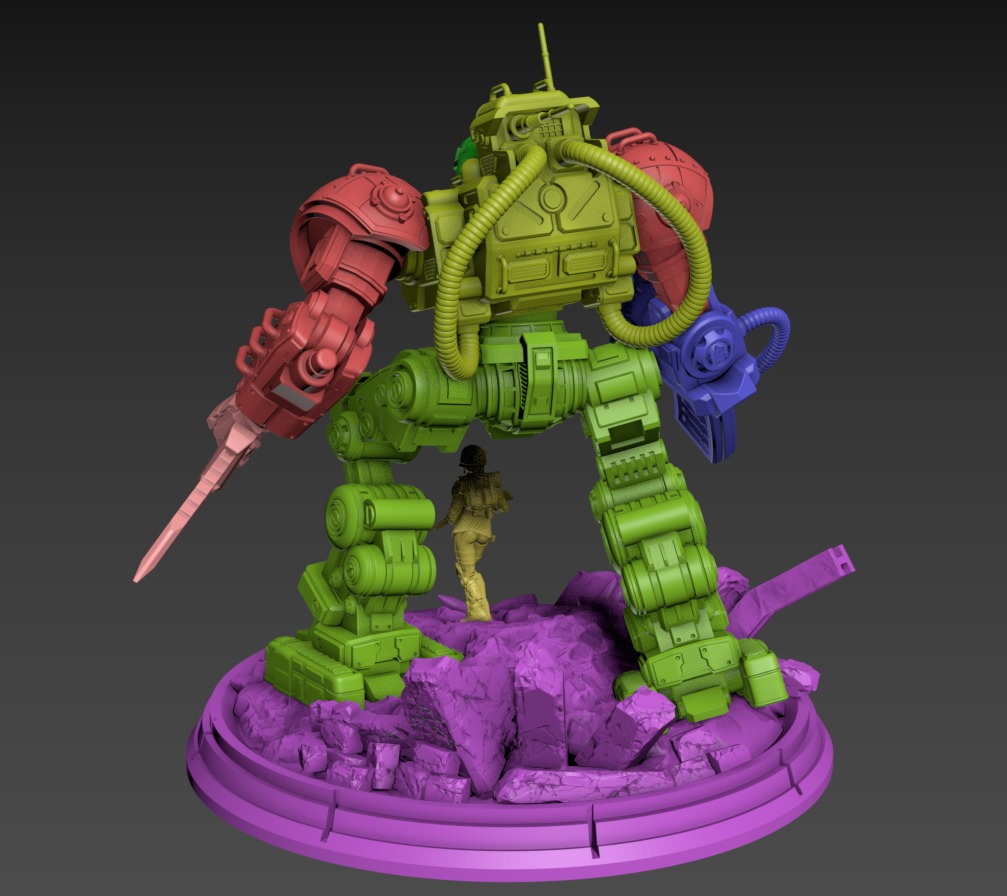 Iron Joe Fighting Mech Static Set 100mm 3D print model_6