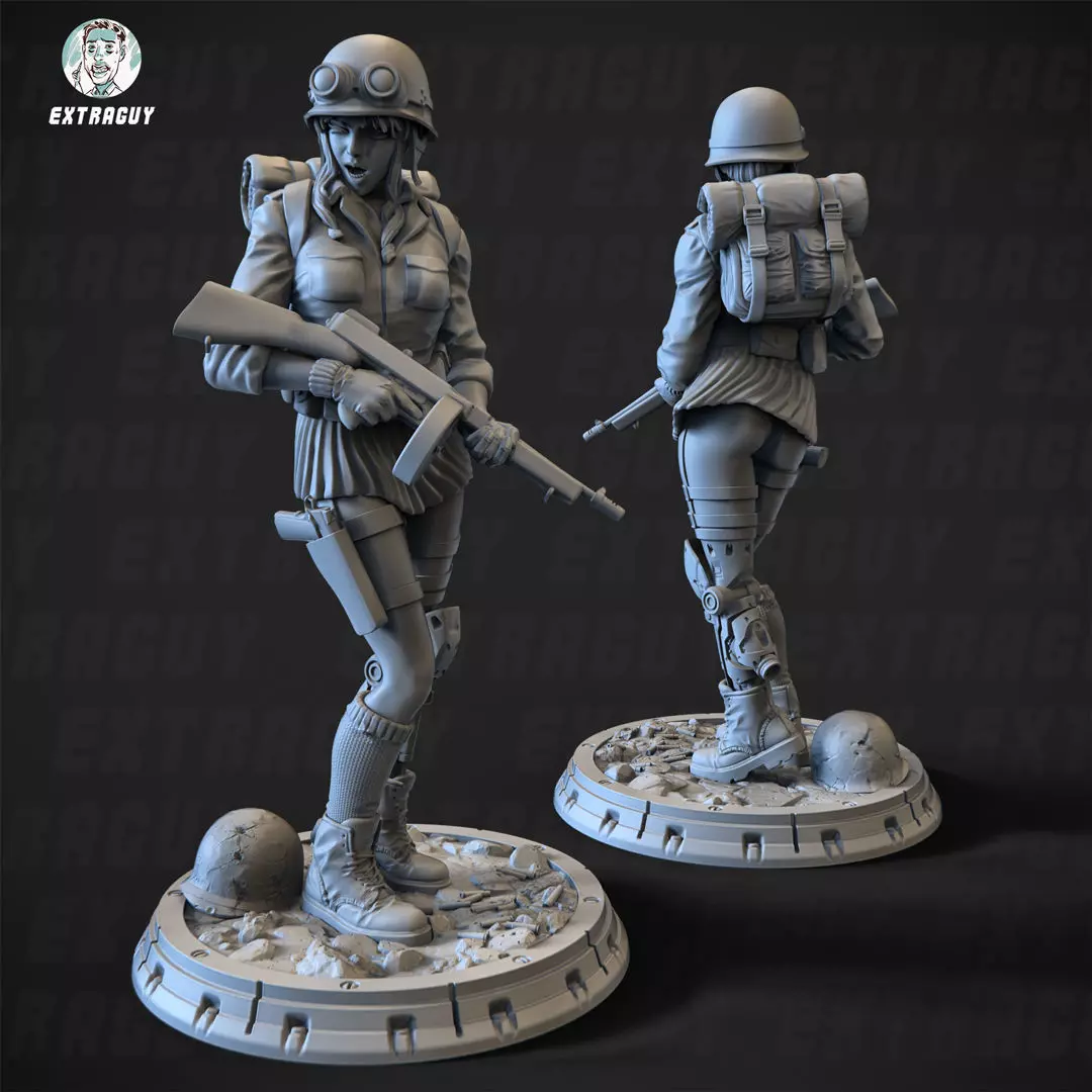 Soldier Girl 100mm and 32mm 3D print model