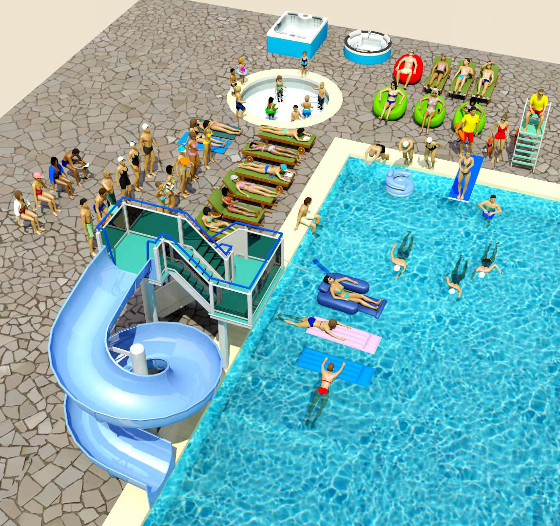 Low Poly Pool People Low-poly 3D model_1