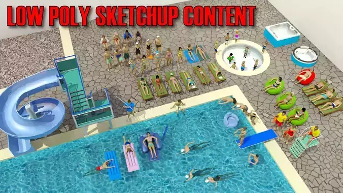 Low Poly Pool People Low-poly 3D model