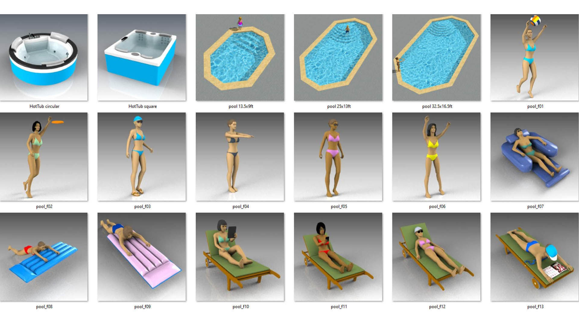 Low Poly Pool People Low-poly 3D model_6