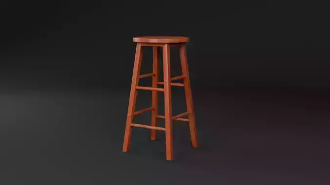 LowPoly Varnished Bar Chair 4K GameReady Asset