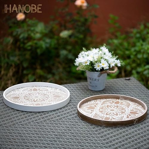 Round wood decorative tray 3D model