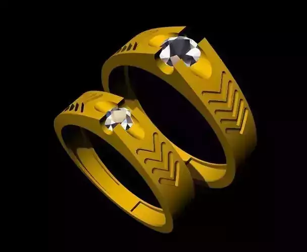 Solitaire Couple Band Ring 3dm file
