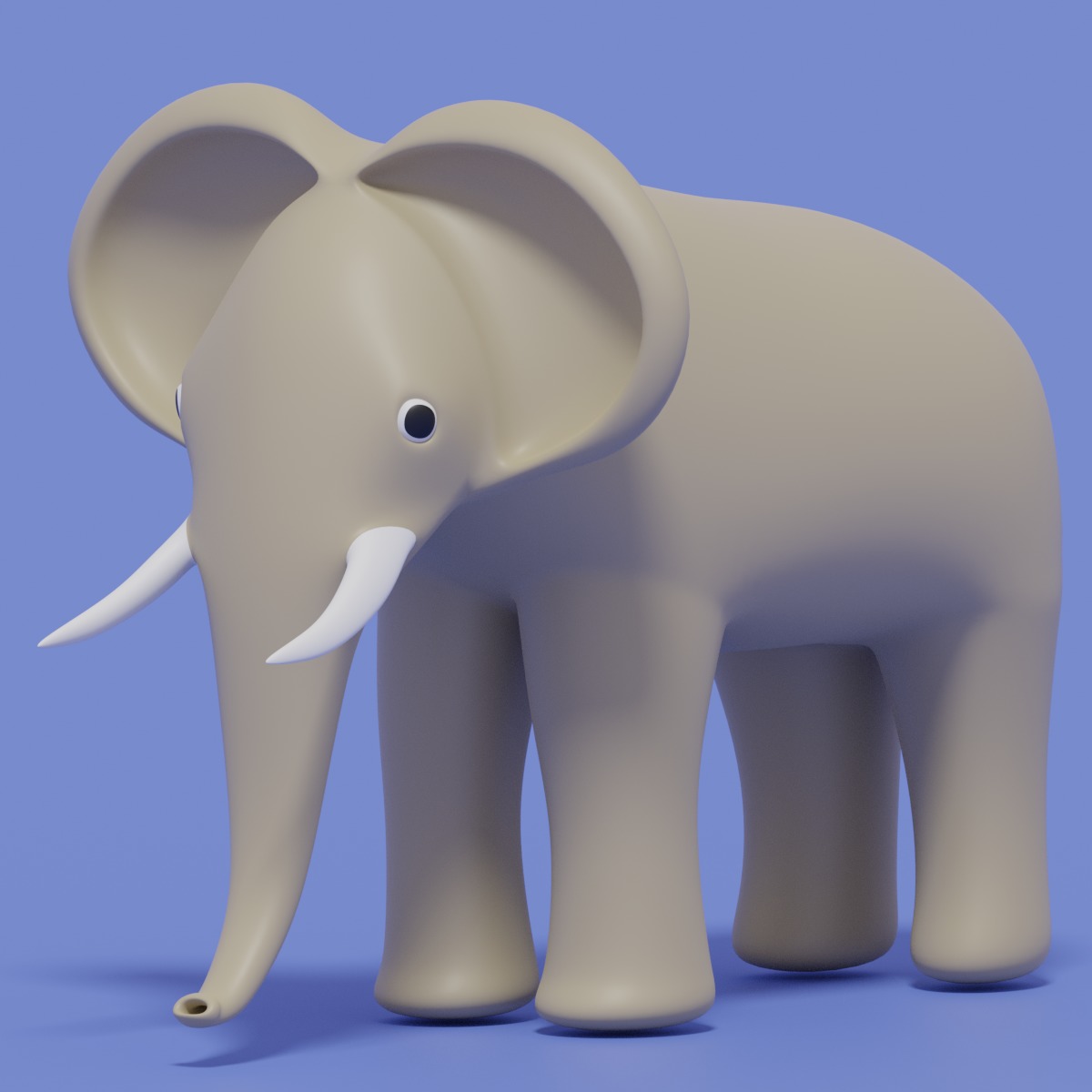 Cartoon Cute Elephant 3D model_5