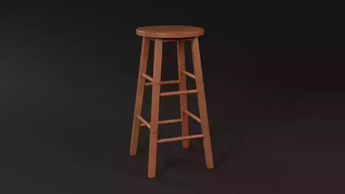 LowPoly Varnished Bar Chair GameReady Furniture Asset