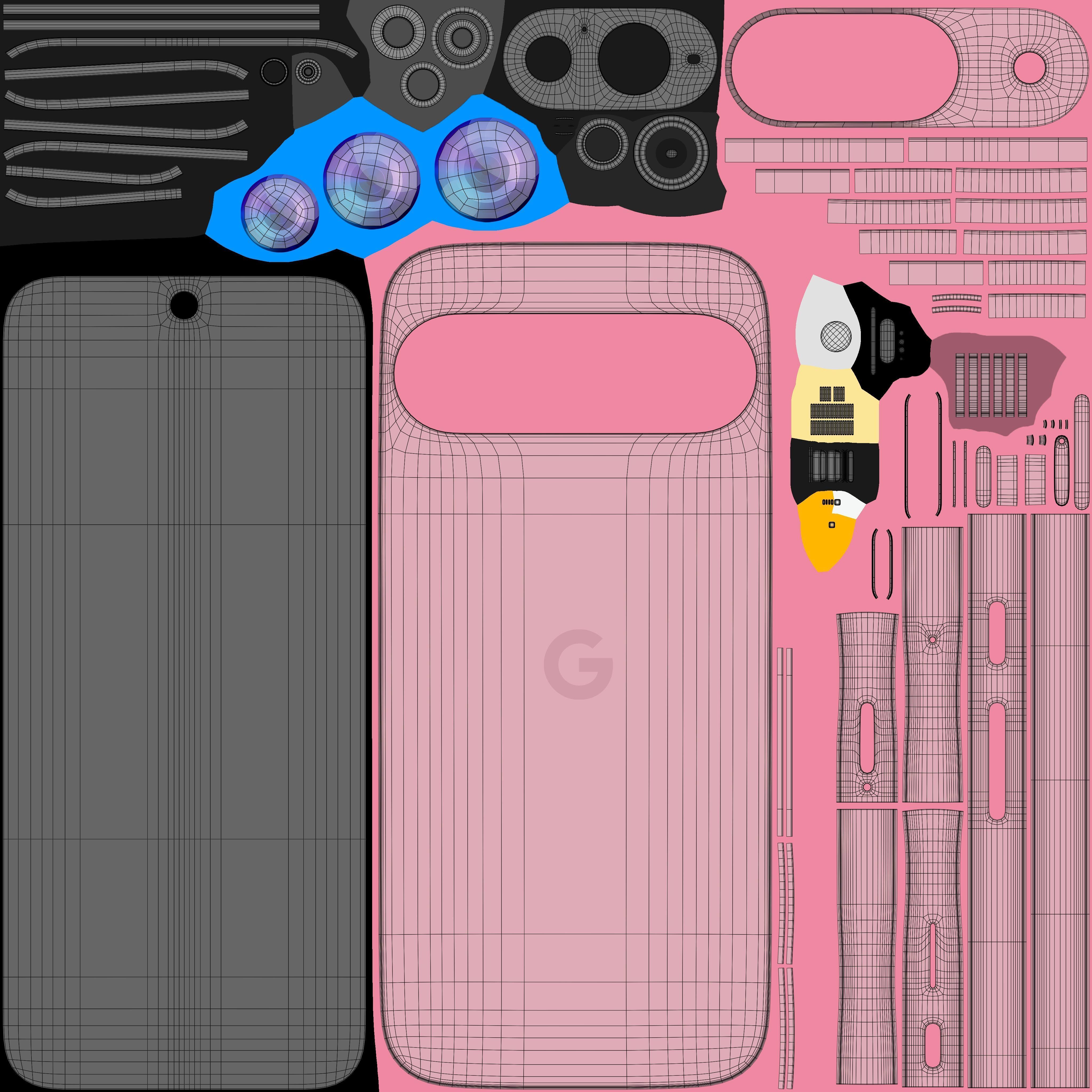 Google Pixel 9 Peony Low-poly 3D model_10