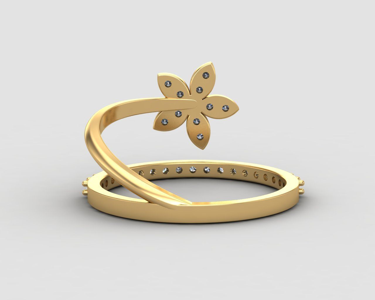 Minimal Flower ring 129-MW 3D print model_28