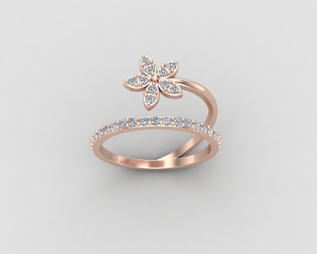 Minimal Flower ring 129-MW 3D print model_5