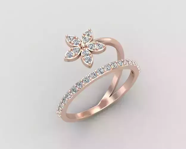 Minimal Flower ring 129-MW 3D print model