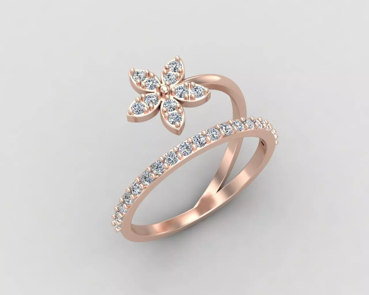 Minimal Flower ring 129-MW 3D print model_0