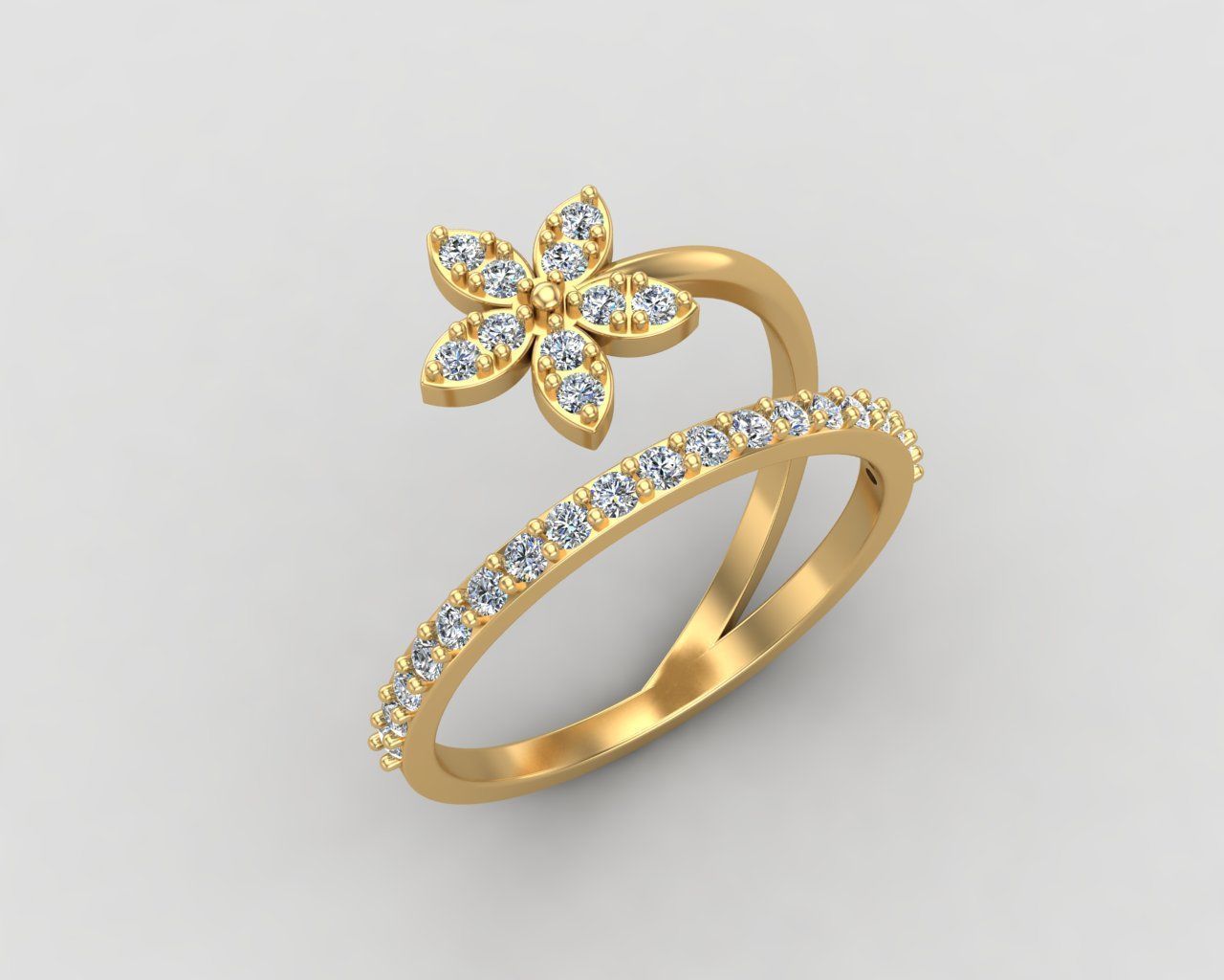 Minimal Flower ring 129-MW 3D print model_24