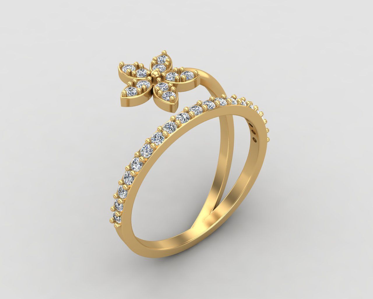 Minimal Flower ring 129-MW 3D print model_23